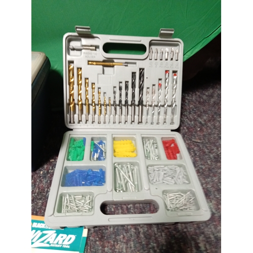 19 - A black & decker screwdriver/drill, A Black & decker wizard rotary tool & a tool box.