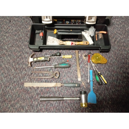 32 - A Stanley tool box with tools. To include files, screw drivers, spanners etc...