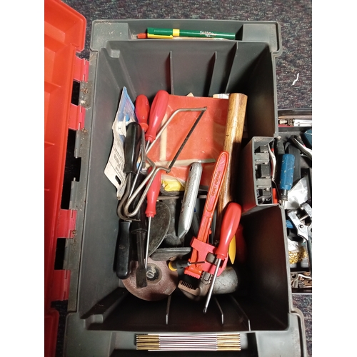 36 - A tool box with tools. To include hammers, chisels, tongue & groove pliers, screwdrivers etc...