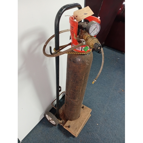49 - An Empty Argon/CO2 Gas Cannister/Tank On A Trolley