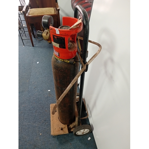 49 - An Empty Argon/CO2 Gas Cannister/Tank On A Trolley