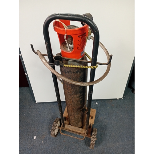 49 - An Empty Argon/CO2 Gas Cannister/Tank On A Trolley