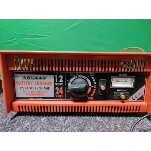 62 - An Absaar battery charger 12/24 volt - 30 AMP with 250 ampere starter boost . Untested, believed wor... 