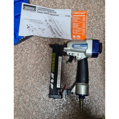 94 - A Draper Combination Nailer /Stapler Air Tool Kit in a plastic box with additional staples and heavy... 