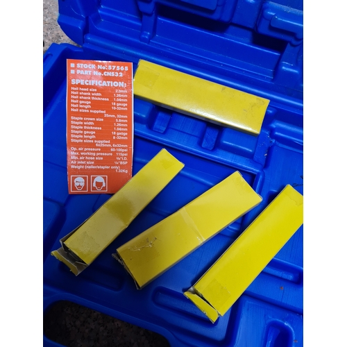 94 - A Draper Combination Nailer /Stapler Air Tool Kit in a plastic box with additional staples and heavy... 
