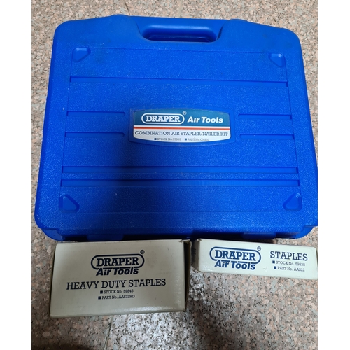 94 - A Draper Combination Nailer /Stapler Air Tool Kit in a plastic box with additional staples and heavy... 