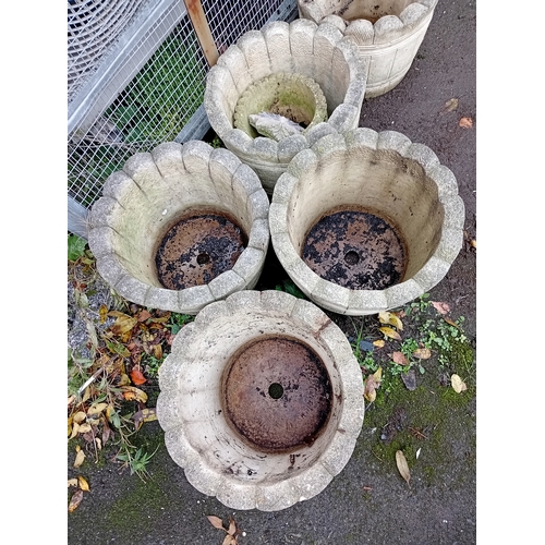 111 - 5 Large Stone Barrell Design Garden Planters - 39 X 30cm