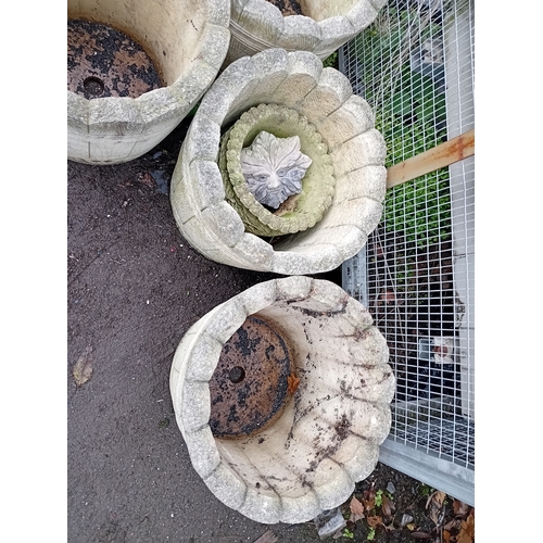 111 - 5 Large Stone Barrell Design Garden Planters - 39 X 30cm