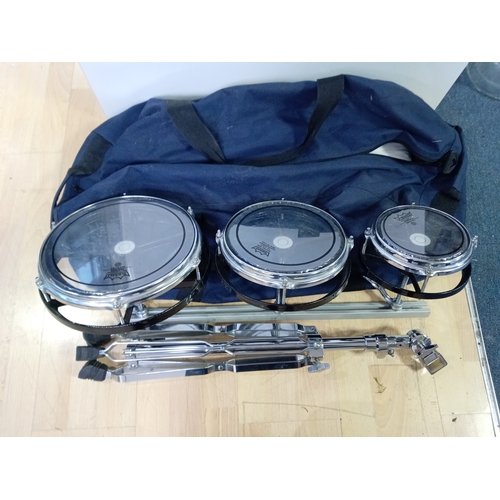 144 - A remo rototom drum, with carry case and stand.