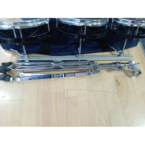 144 - A remo rototom drum, with carry case and stand.