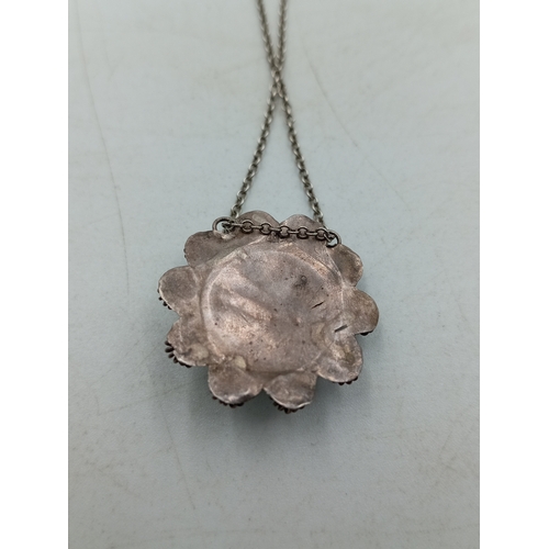 368 - A pair of necklaces, one stamped 