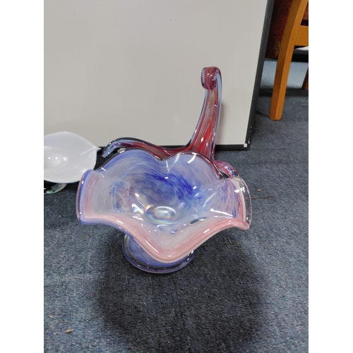 273 - A collection of 7 pieces of coloured glass. To include Murano.