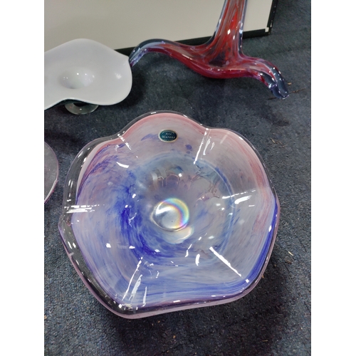 273 - A collection of 7 pieces of coloured glass. To include Murano.