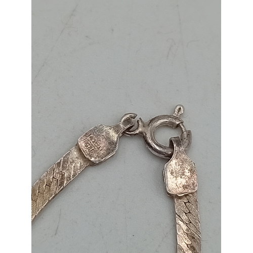 364 - A collection of silver items. To include; a vintage stamped 925 herringbone necklace, a stamped 925 ... 