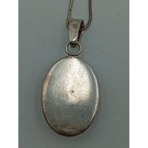 370 - Two stamped 925 silver necklaces. One has a turquoise colour stone and one has a silver mounted pend... 