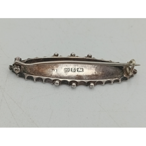 371 - An antique hallmarked birmingham sterling silver brooch decorated with gold leaves and a hallmarked ... 