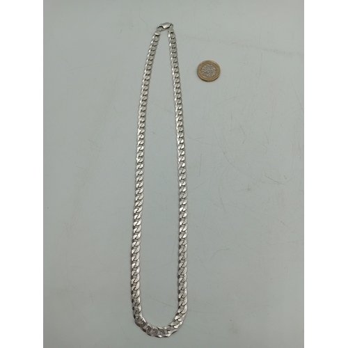 373 - A long stamped 925 silver cuban link chain necklace. Length 24 inches