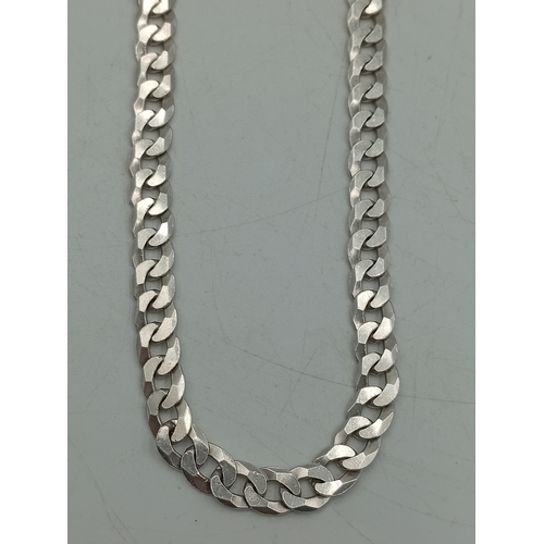 373 - A long stamped 925 silver cuban link chain necklace. Length 24 inches