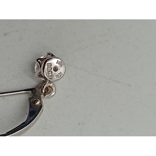 375 - A pair of stamped 585 14ct white gold earrings set with CZ.