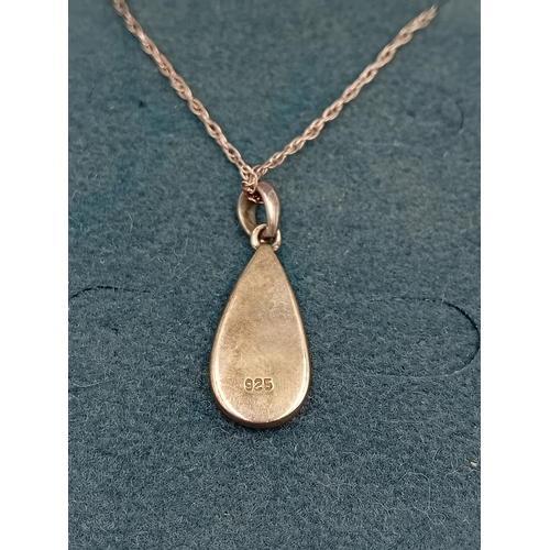 386 - A stamped 925 silver necklace with a stamped 925 silver pendant with purple inlay and a hallmarked s... 