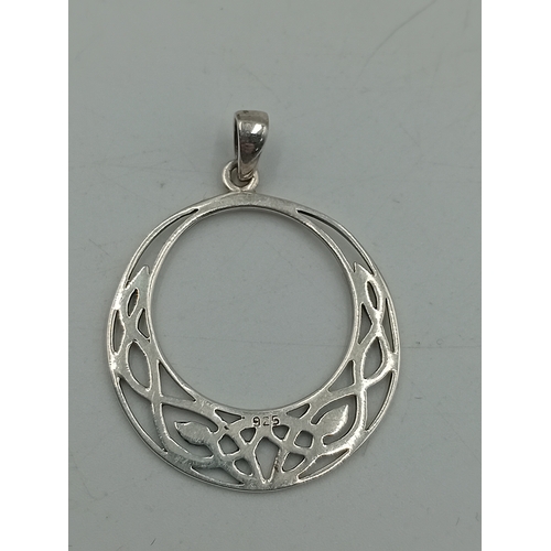 388 - A sherwood crystal jewellery thistle pendant on a silver necklace with box and paper and a stamped 9... 