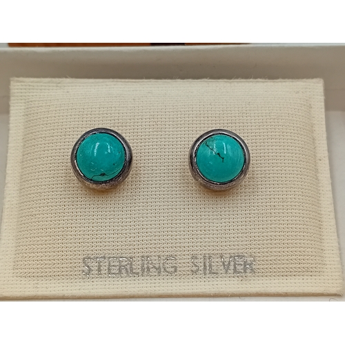 389 - Two pairs of silver earrings and a Claires accessories dolphin necklace with a pink stone.