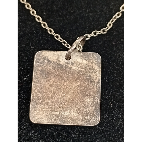393 - Two stamped 925 silver necklaces. One has a stamped silver Aries pendant and a hallmarked 925 child ... 