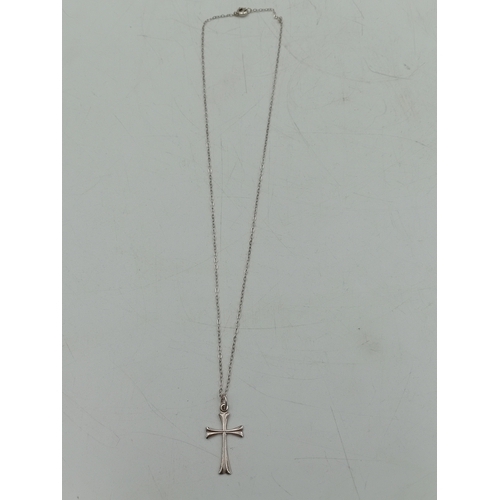 365 - Two silver necklaces. One has a stamped 925 elephant pendant and the other has a stamped 925 crucifi... 