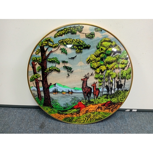 8 - A vintage domed glass 3D plaque walll hanging pictures. Diameter 16