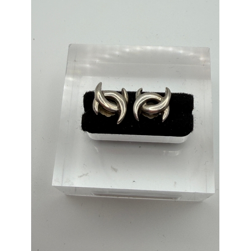 1 - Three sets of stamped 925 silver earrings featuring half-moon design and patination.