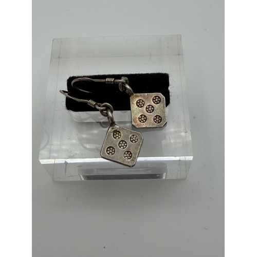 1 - Three sets of stamped 925 silver earrings featuring half-moon design and patination.