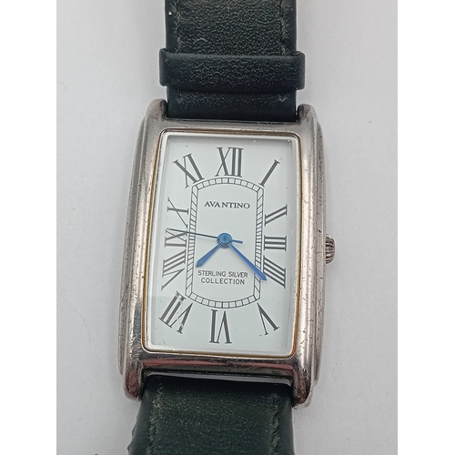 153 - A hallmarked 2000 sterling silver Avantino wrist watch. May need a battery.