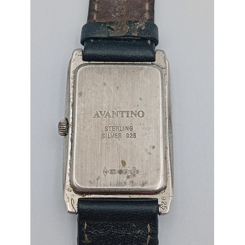 153 - A hallmarked 2000 sterling silver Avantino wrist watch. May need a battery.