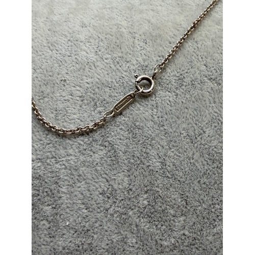 184 - A Tiffany and Co interlocking ring necklace with 925 stamp and Tiffany and Co chain link. Length 18