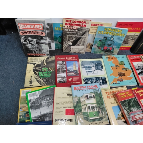 64 - A joblot of books on vintage trains, trams & buses.