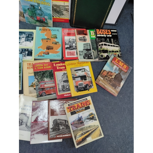 64 - A joblot of books on vintage trains, trams & buses.
