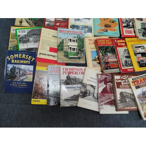 64 - A joblot of books on vintage trains, trams & buses.