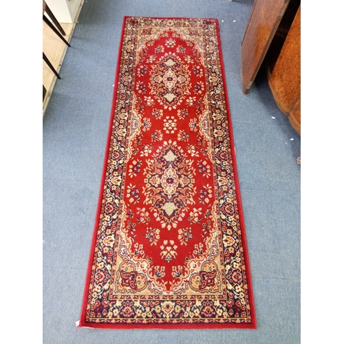 78 - A House of Fraser Kashmir carpet runner rug made of 100% pure worsted wool. (Width 83 cm x Depth 240... 