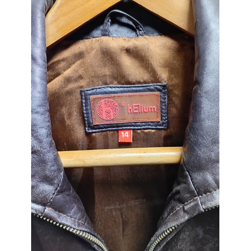 79 - Classic leather jacket with lining and vintage faux fur coat