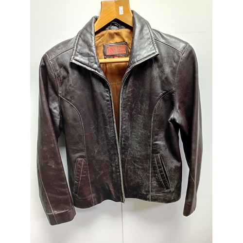 79 - Classic leather jacket with lining and vintage faux fur coat
