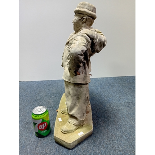 84 - A stone cast garden statue of the famous comedy duo Laurel and Hardy. Height 21.5