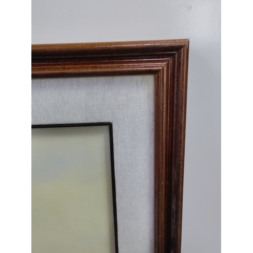 110 - A framed oil on canvas painting depicting a dog in a forest scene - Measures 85cm x 60cm