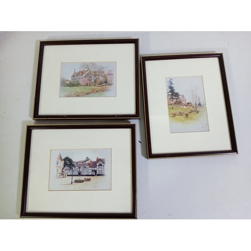 114 - A collection of Christopher Hughes prints of Droitwich, the chateau impney, the Raven hotel, Frames ... 
