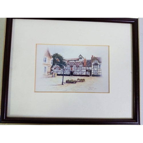 114 - A collection of Christopher Hughes prints of Droitwich, the chateau impney, the Raven hotel, Frames ... 