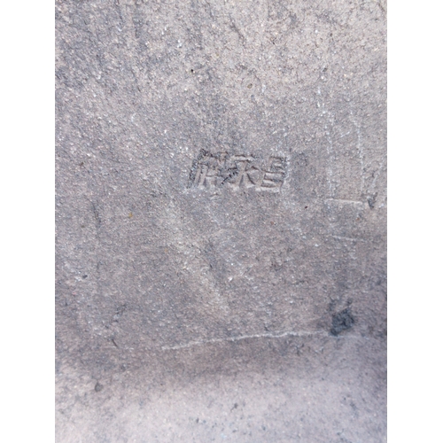 120 - A large japanese glazed ceramic hexagonal pot depicting birds. (Height 32 cm X Diameter 54 cm)