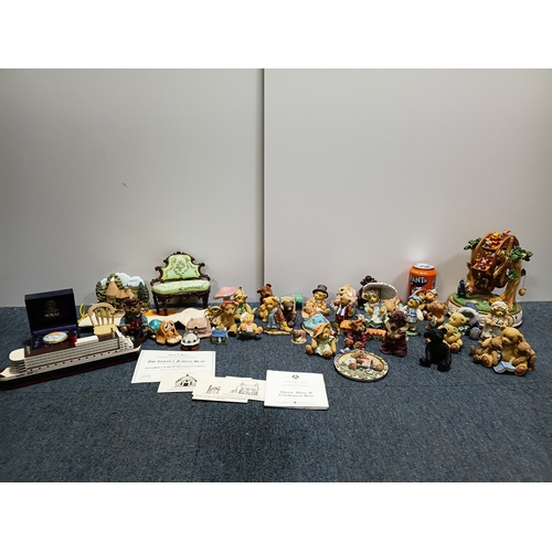2 - A collection of miniature teddy bear figurines to included brands such as cherished teddies, E&J min... 