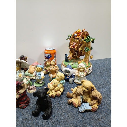2 - A collection of miniature teddy bear figurines to included brands such as cherished teddies, E&J min... 