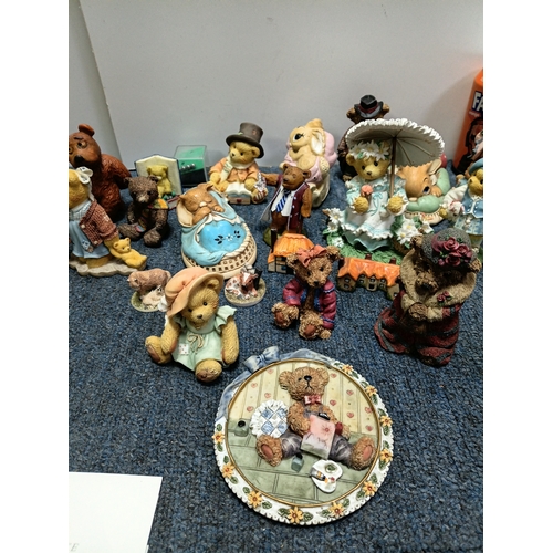 2 - A collection of miniature teddy bear figurines to included brands such as cherished teddies, E&J min... 