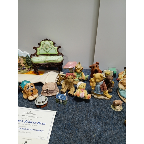 2 - A collection of miniature teddy bear figurines to included brands such as cherished teddies, E&J min... 