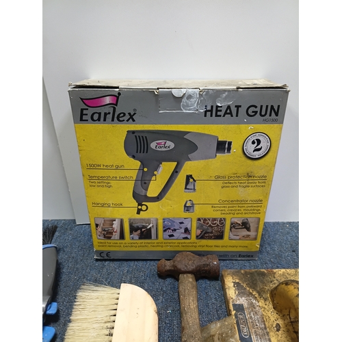 3 - A job lot of tools specifically decorating tools to include paint brushes, wallpaper brushes, a floa... 